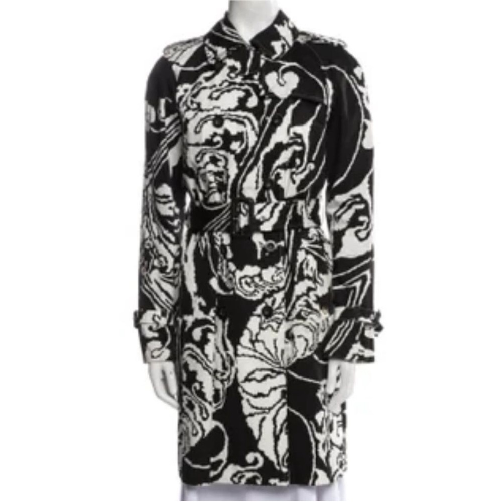 Gucci Black and White Patterned Trench Coat